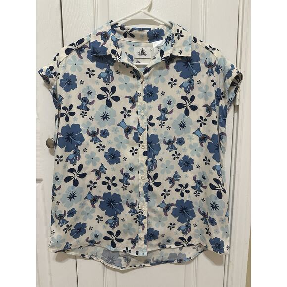 Disney Parks Lilo & Stitch Women Stitch Hibiscus Button Up Shirt Sz S Camp Shirt - Picture 7 of 10